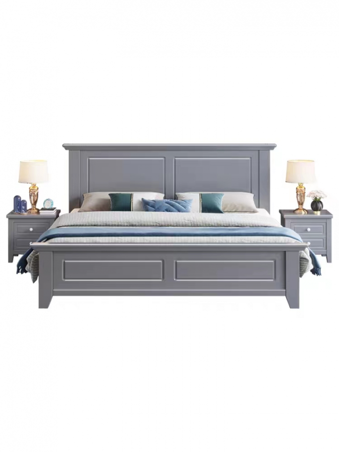 White Blue Modern Hotel Bedroom Furniture Custom King Size Beds 0