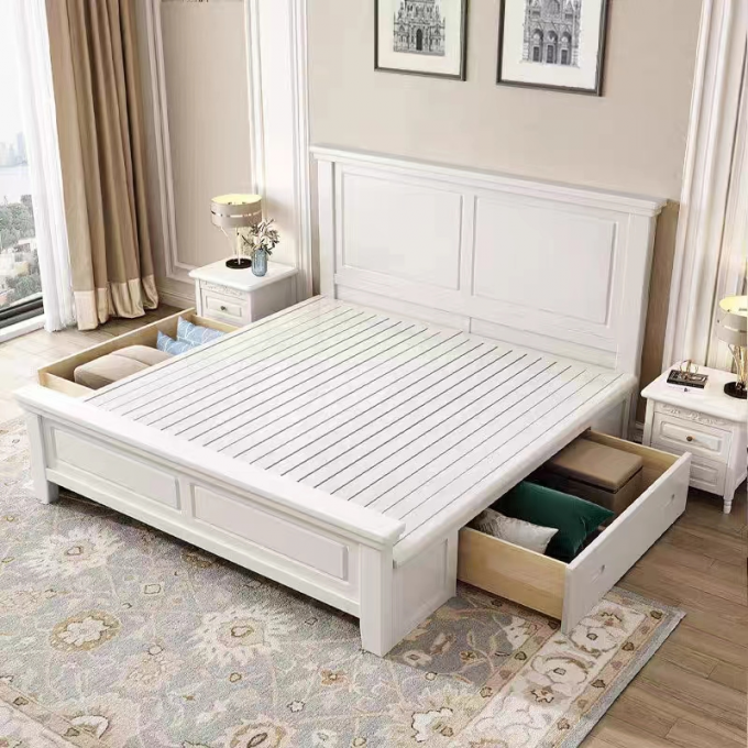 White Blue Modern Hotel Bedroom Furniture Custom King Size Beds 2