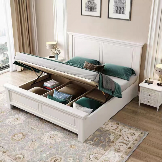 White Blue Modern Hotel Bedroom Furniture Custom King Size Beds 3