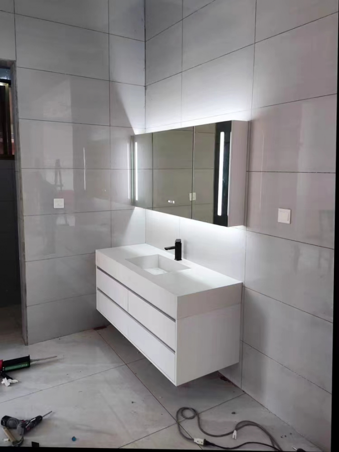 Luxury Rock Plate Integrated Bathroom Cabinet Hotel Toilet Wash Basin 4