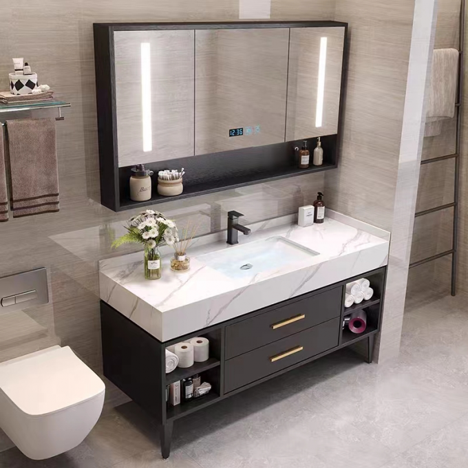 Modern Wall Mounted Bathroom Cabinet Group Sink Hotel Bathroom Furniture Custom 2