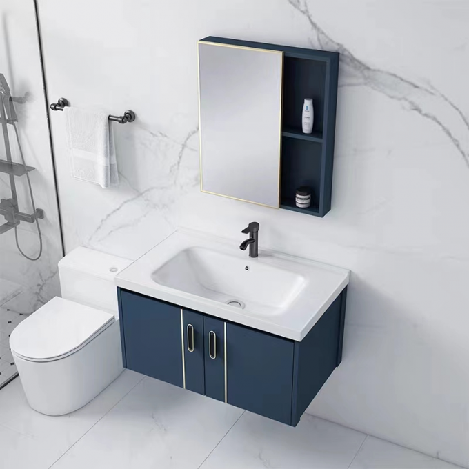 Modern Wall Mounted Bathroom Cabinet Group Sink Hotel Bathroom Furniture Custom 4