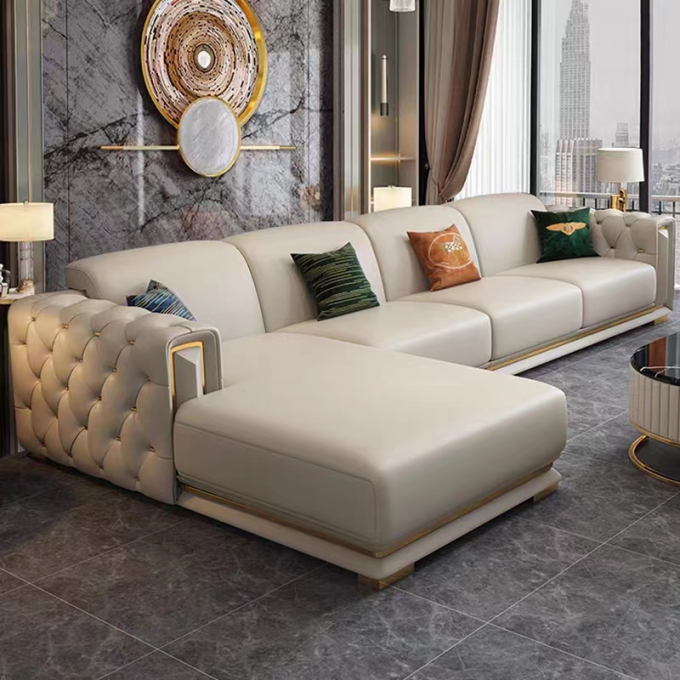 Light Leather Hotel Room Sofa Combination Modern Living Room Sofa 2