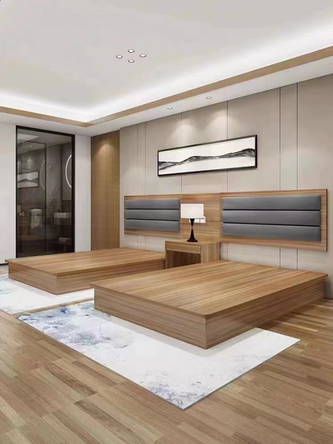 Star Luxury Hotel Furniture Upholstery Wooden Hotel Bedroom Bed ODM OEM 1