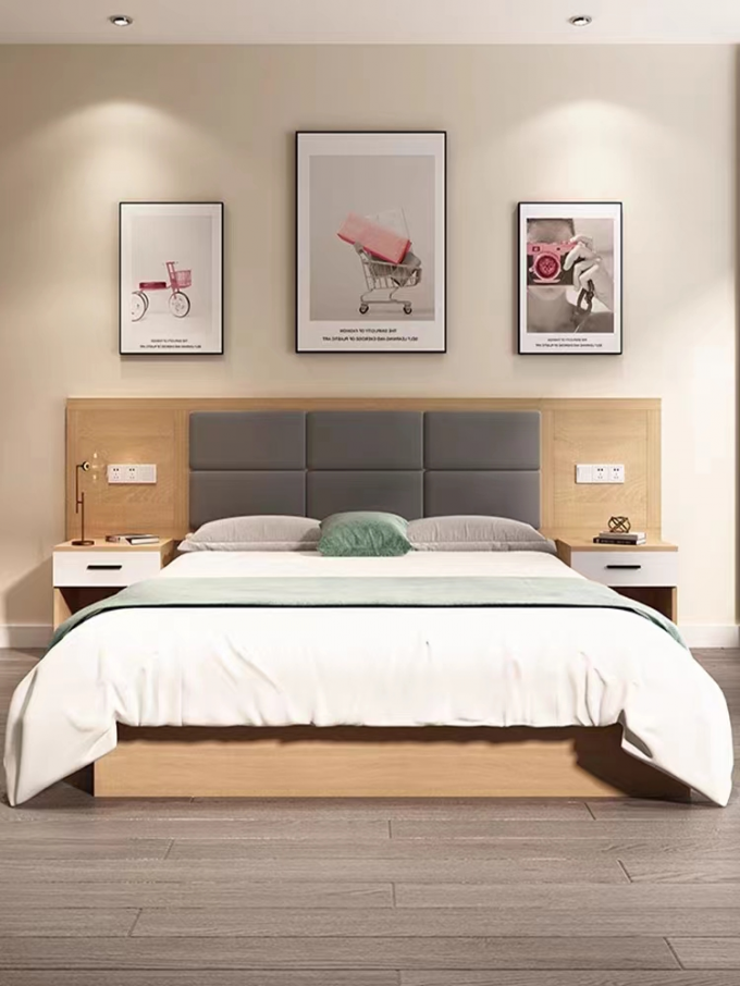 Star Luxury Hotel Furniture Upholstery Wooden Hotel Bedroom Bed ODM OEM 2