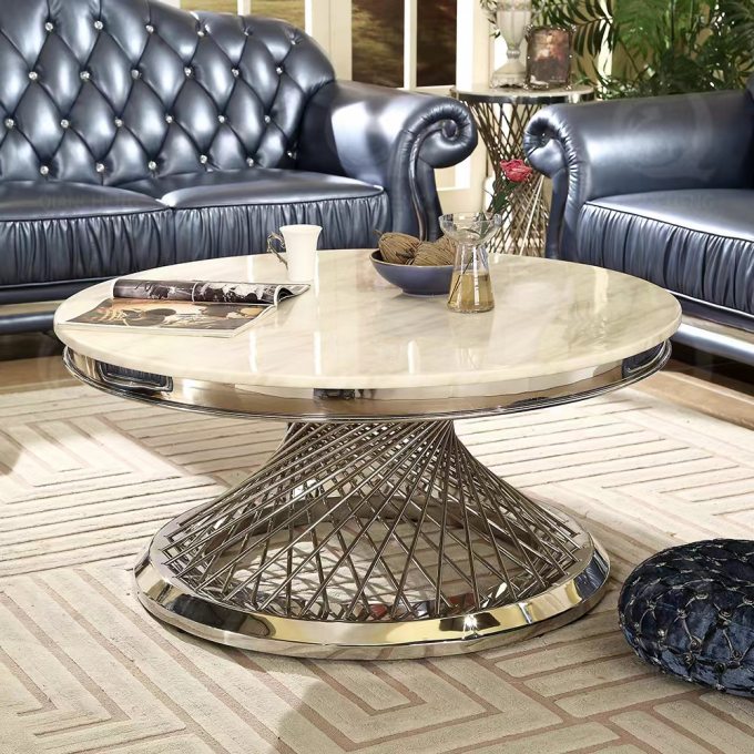 304 Stainless Steel Hotel Coffee Table Modern Luxury Round Coffee Table 0