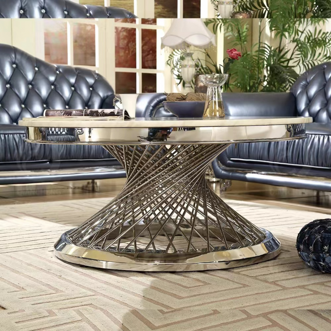 304 Stainless Steel Hotel Coffee Table Modern Luxury Round Coffee Table 2