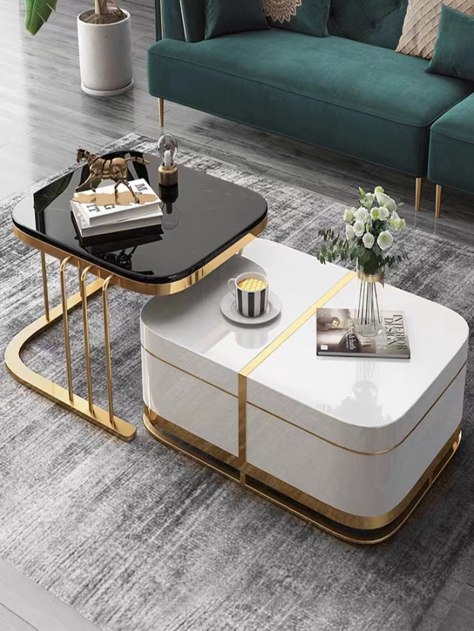 Hotel Custom Modern Marble Luxury Coffee Table With Hidden Storage 0
