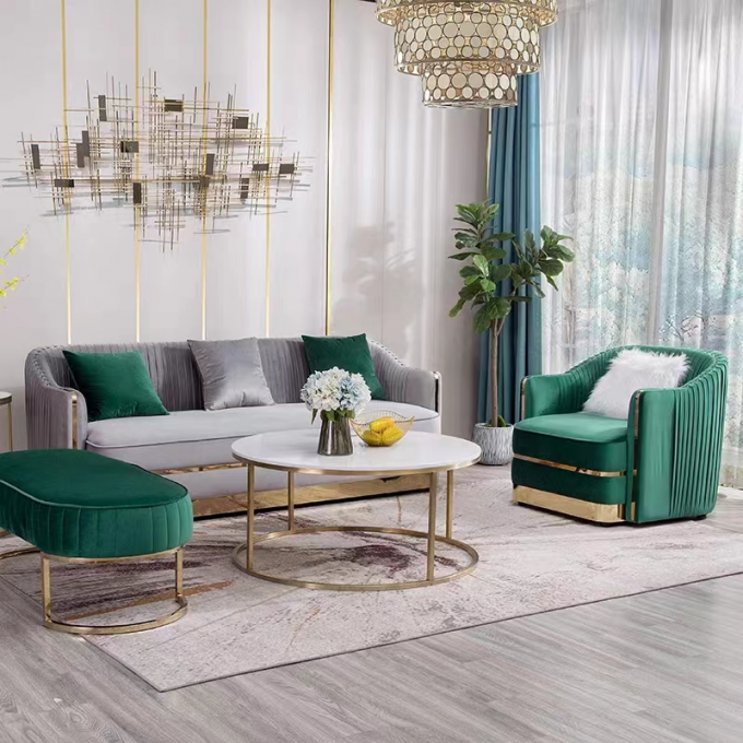 Upholstery Hotel Lobby Furniture White Velvet Couch Multiple Seating Sofa 3