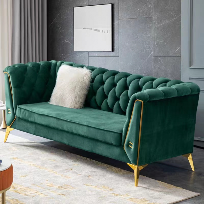 Hunter Marble Green Velvet Sofa Set Hotel Lobby Sofa ODM 0