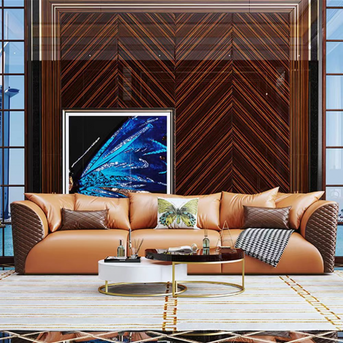 Luxury Modern Leather Sofa Set Couch Living Room Sofa Hotel Villa 2