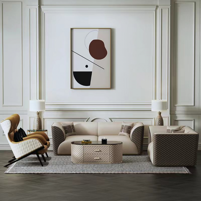 Luxury Modern Leather Sofa Set Couch Living Room Sofa Hotel Villa 1