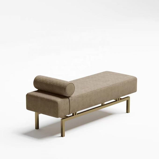 Custom Luxury Leather Footstool Ottoman Design Bed End Stool For Hotel Bedroom 0