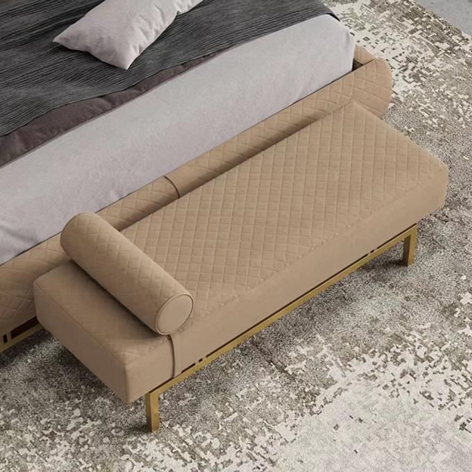 Custom Luxury Leather Footstool Ottoman Design Bed End Stool For Hotel Bedroom 1