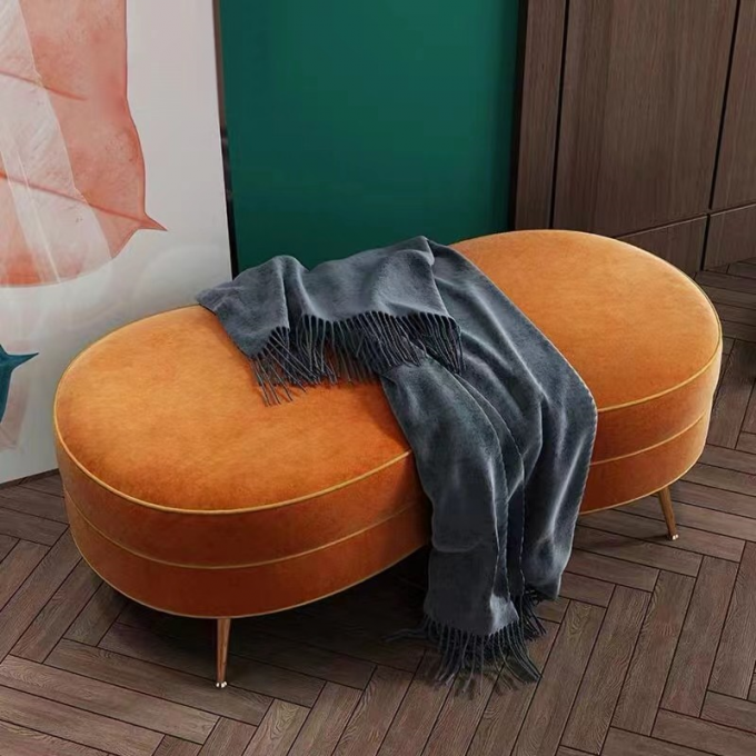 Italian Leather Hotel Custom Sofa Bed Tail Stool Long Bench Sofa Door Entry 2