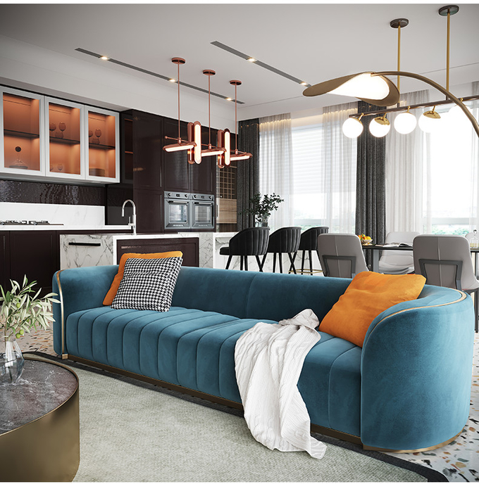 Customized Luxury Hotel Furniture Modern Genuine Leather Sofa 3