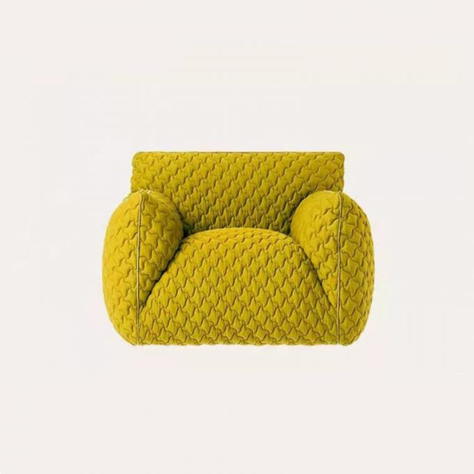 Vacation Hotel Waiting Room Sofa Modern Single Blue Linen Fabric Sofa 3