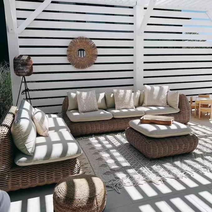 Modern Luxury Outdoor Furniture Set Hotel Garden Wicker Rattan Sofa Set 3