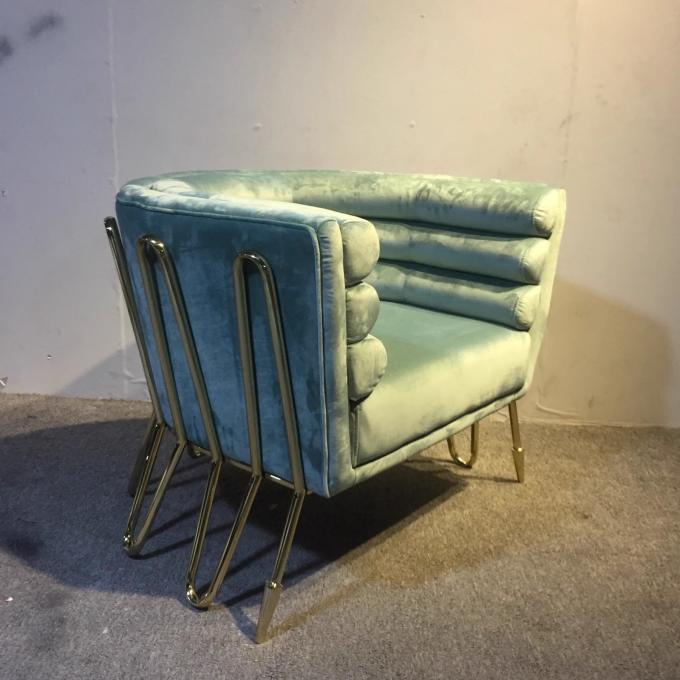 Customised Hotel Stainless Steel Single Sofa Chair With Optional Fabric And Metal Legs 4