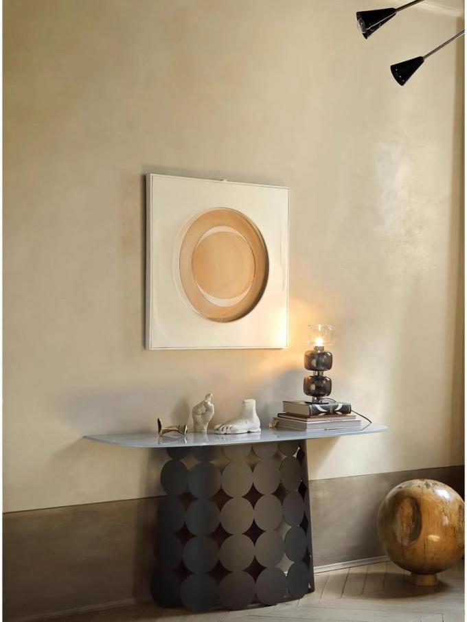 Luxury Hotel High-end Stainless Steel Marble Gold Entrance Table 1