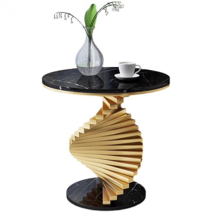 Black Gold Marble Coffee Table Casual Metal Side Table Hotel Office Use 3