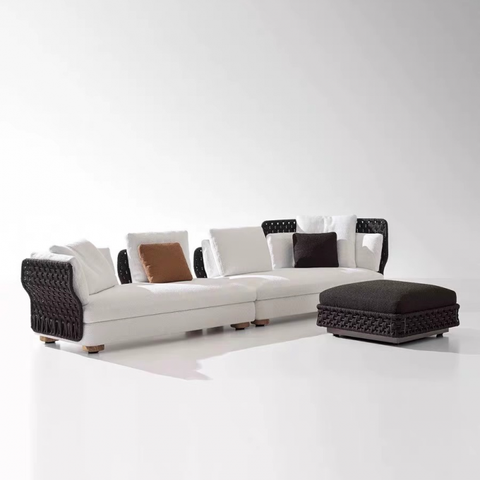 High-end Hotel Outdoor Modern Simple Woven Style Sofa Combination 0