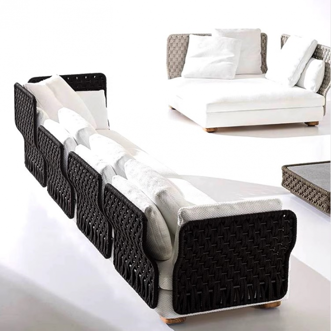 High-end Hotel Outdoor Modern Simple Woven Style Sofa Combination 1