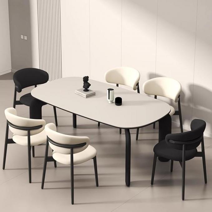 Light Luxury Hotel Restaurant Furniture Stainless Steel Armrest Leather Dining Chair 0