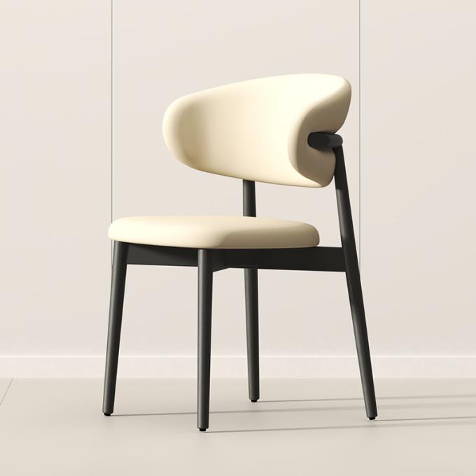 Light Luxury Hotel Restaurant Furniture Stainless Steel Armrest Leather Dining Chair 2