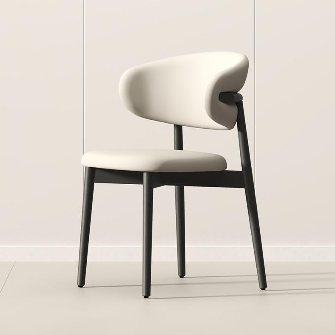 Light Luxury Hotel Restaurant Furniture Stainless Steel Armrest Leather Dining Chair 3