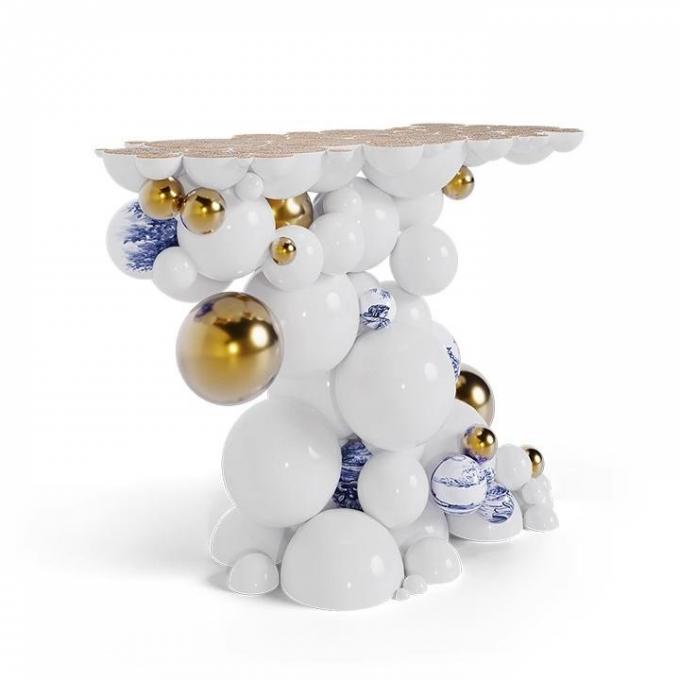 Star Hotel Art Bubble Style Entryway Table With Sturdy Metal Base 3