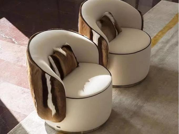 Stainless Steel Leather Swivelling Sofa Chair For Hotel Rooms 1
