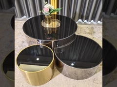 luxury Hotel Villa Golden Marble Glass Table