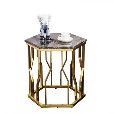 Good price Versatile Upholstery Polygon Wire Table Rock Plate Table With Stainless Steel Gilt online