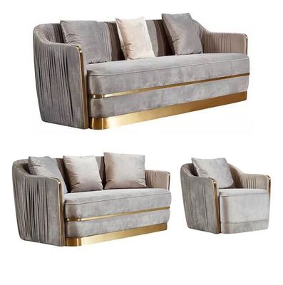 Good price Nordic Light Luxury Hotel Lobby Furniture Velvet Stainless Steel Postmodern Showroom Sofa online