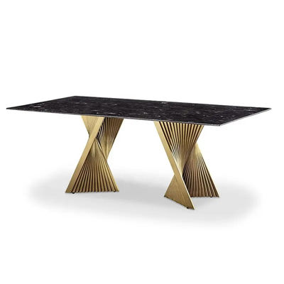 Good price Premium Hotel Restaurant Furniture Modern Art Natural Marble Metal Base Dining Table online