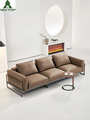 Good price Living Leather Brown Hotel Room Sofa 3 Seaters Soft Reclining Sofa Metal Frame online