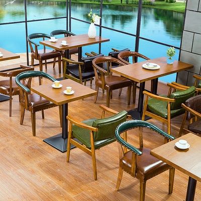 Good price Custom Dining Furniture Green Wood Chair Cafe Loft Table Hotel Restaurant Banquet online
