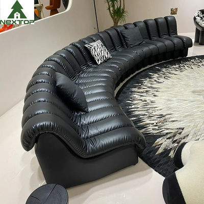 Good price Luxury Black Leather Curved Piano Sofa Large Lobby Set For Hotel Villa online