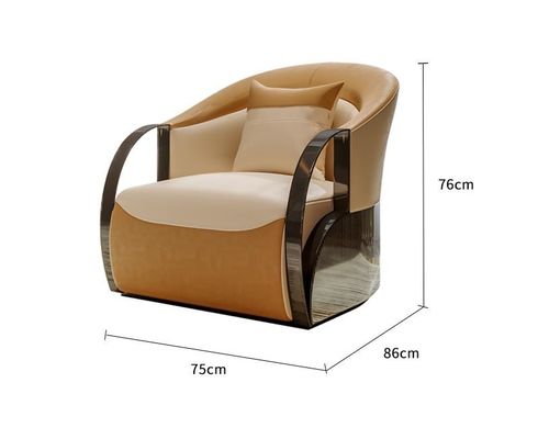 Good price High End Hotel Lobby Furniture Genuine Leather Stainless Steel Armrest Single Lounge Chair online