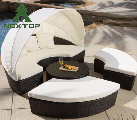 Good price Durable Outdoor Wicker Furniture Sunbed Unique Round Sofa With Canopy online