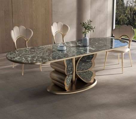 Good price Fashionable Hotel Restaurant Furniture Marble Butterfly Shape Metal Base Dining Table online