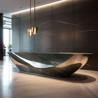 Good price Luxury Hotel Reception Front Desk With Marbling And Metal Custom online