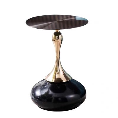 Buy Golden Stainless Steel Hotel Furniture Table With Lovely Round Base Rock Plate online manufacture