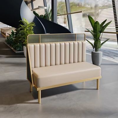 Buy Luxury Restaurant Booth Seating Combination Leather Metal Marble Table online manufacture