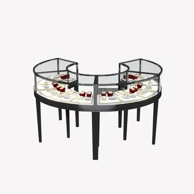 Buy Round Curved Jewelry Display Cabinet Oval jewellery glass counter Custom online manufacture