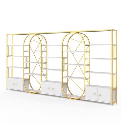 Buy Versatile Cosmetic Luxury Display Cabinets MultiLayer Marble Shelving Golden Body online manufacture