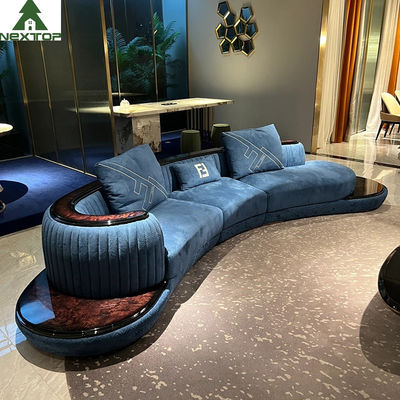Buy High End Living Room Sofa Set Furniture Hotel Lobby Lounge Blue Velvet Curved Sofas online manufacture