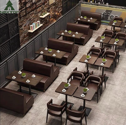 Buy Vintage Restaurant Leather Booth Sofa Chair Table Set For Coffee Shop Cafe Bar Hotel online manufacture
