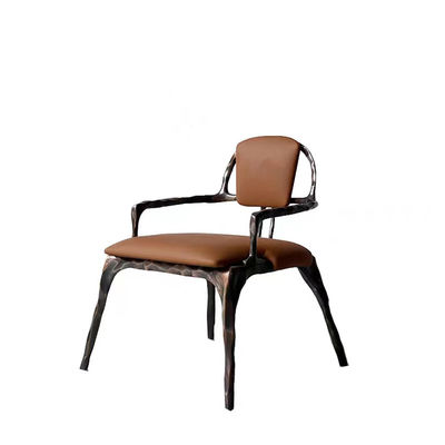 Buy 5 Star Hotel Restaurant Furniture Solid Metal Backrest Dining Leather Lounge Chair online manufacture